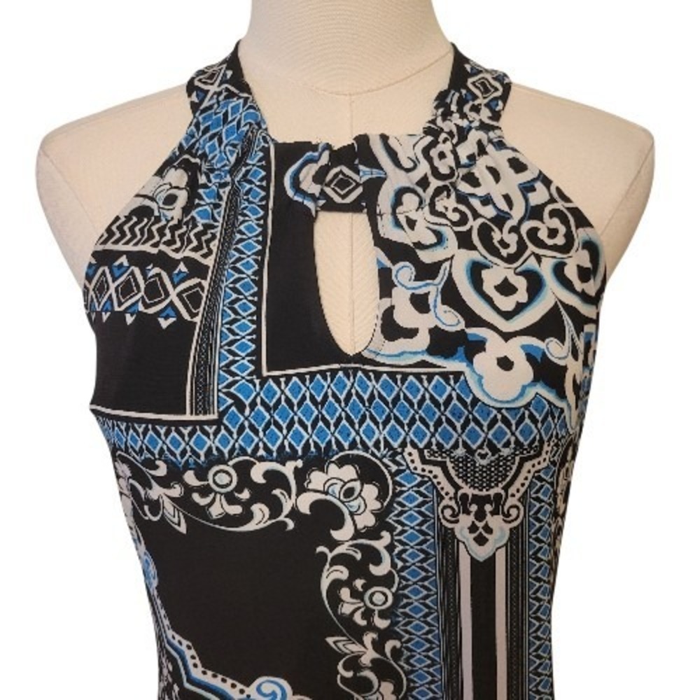 WHBM Black & Blue Halter Neck Jersey Dress Size Small - Picture 2 of 5